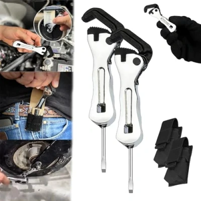 Image de NNBWLMAEE The Micro Stubby, 2024 New Stubby Pipe Vise Wrench with Pouch, Self Adjusting Wrench, Portable Multifunctional Universal Size, 2 In 1 Tool for Tight Spaces (2PCS)