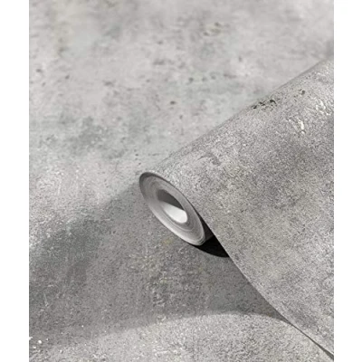 Image de marburg Papier peint Gris structuré pour chambre ou salon intissé 100% Made in Germany 10,05 x 0,53m 32614