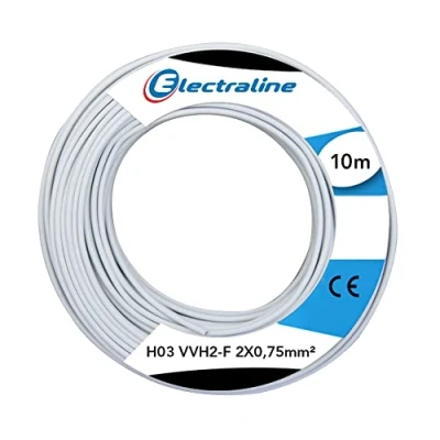 Image de Câble méplat HO3VVH2F 2x0.75 mm² couronne 10 m blanc
