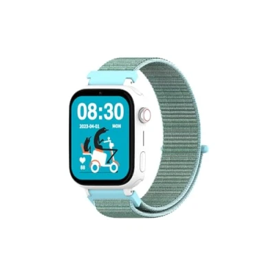 Image de DCU Tecnologic Smartwatch KIDS PRO GPS &amp; appels vidéo blanc/bracelet en tissu vert Neuf