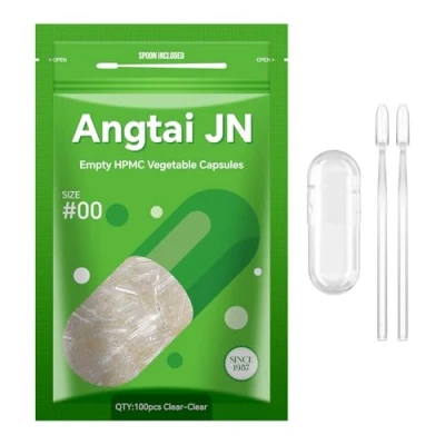 Image de Angtai JN Gélules Vides Végétales à Remplir Taille 00 (100 unités) Capsule Vide avec Micro Cuillère,Certifié Casher,Halal,Empty Capsules Compatible la Machine de Remplissage