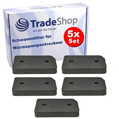 Image de Trade Shop Lot de 5 filtres en mousse compatibles avec Miele TCF650WP TWF640WP TSF643WP TWF660WP TSF663WP TCD440WP TCD450WP TWD440WP