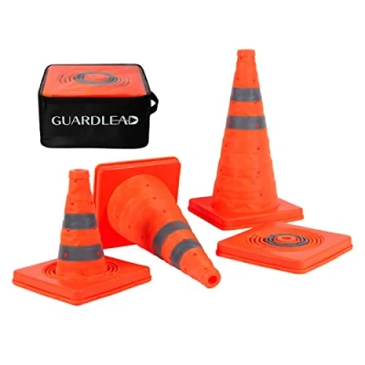 Image de cônes de sécurité la circulation pliables, 4 pop up polyvalents avec cercles réfléchissants pour le stationnement routier, pratique conduite (4, 45cm)