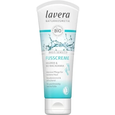 Image de lavera Crème à base de pied sensible avec argile guérison et macadamia Bio Soin intensif Pour la peau sèche pieds souples Cosmétiques naturels végétalien (4 x 75 ml)
