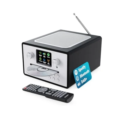 Image de Lecteur CD Radio Internet Dab+ Bluetooth, Spotify, Podcasts FM, Double Alarme, 90 présélections, égalisation personnalisée Ecran LED Couleur et télécommande MAJORITY Homerton (Noir)