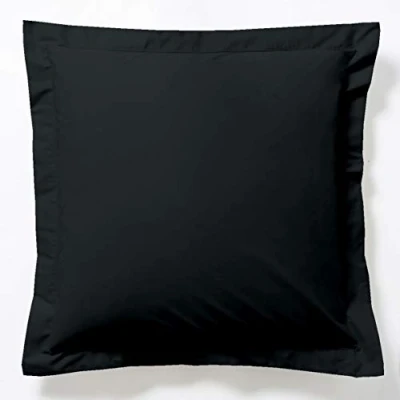 Image de Vision Taie d&#039;oreiller Noir 65x65cm 100% Coton Tissage serré Finition avec Volant Plat