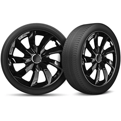 Image de Moltico Enjoliveur Set de 4 Universel Enjoliveurs Adapté à Toutes Roues en Acier pour Auto Anneau Sécurité Réglable 17 Pouces Noir