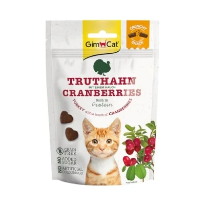 Image de GimCat Crunchy Snacks Dinde aux canneberges Friandise pour Chat croustillante et Riche en protéines 1 Sachet (1 x 50 g)
