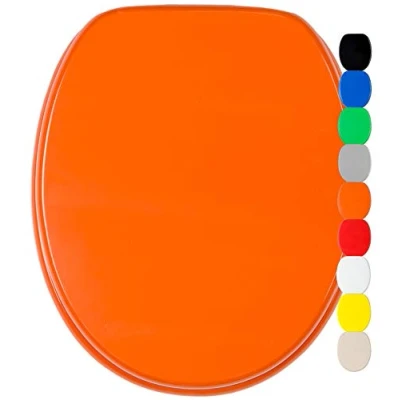 Image de Sanilo Abattant WC, Grande sélection de lunettes toilette en unis, Finition haute qualité, Charnières robustes, Fixation facile (Orangé)