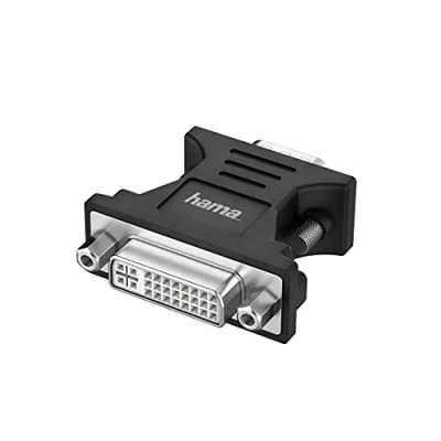 Image de Hama Adaptateur VGA WT DVI GN pour connecter Un Ordinateur à Moniteur (DVI I Single Link (24 + 8 Broches), 1080p, Full HD) Noir