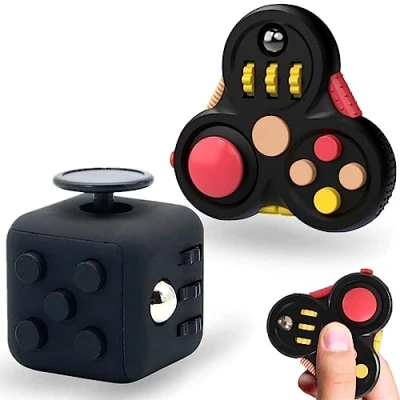Image de Steemjoey 2Pcs Fidget Toy Cube Anti Stress Jouet, Pad 11 Function Cube, Décompression Jouet Controller Réducteur de pour ADD HD Enfants et Adultes (Noir)