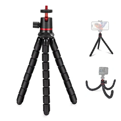Image de Trepied Smartphone Appareil Photo Mini Trépied Flexible Rotatif à 360 Téléphone Portable Compatible avec Smartphones DSLR Gopro Caméra