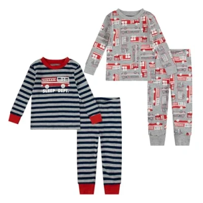 Image de Huggies Little Hugs Garçon Snug Sleep Set (4 Pieces) Ensemble De Pijama, Gris Melange/Bleu Marine, 2 Ans EU