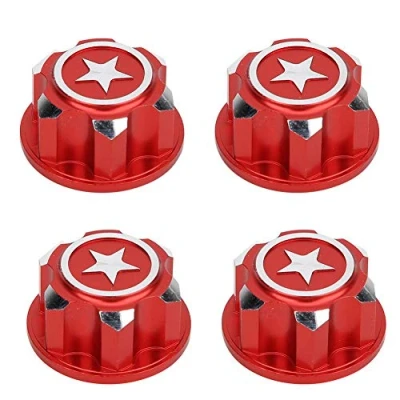 Image de Écrou de roue hexagonale RC, 4 pièces en métal 17mm écrous montage hexagonaux compatibles avec la voiture RC X MAXX Summit Traxxas(rouge)