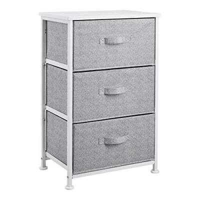 Image de Amazon Basics Commode pour armoire 3 tiroirs en tissu blanc