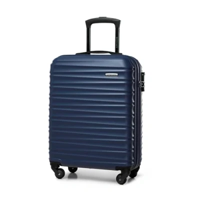 Image de WITTCHEN Valise de Voyage Bagage à Main Cabine Rigide en ABS avec 4 roulettes pivotantes Serrure Combinaison Poignée télescopique Groove Line Taille S Bleu foncé