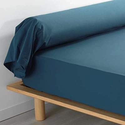 Image de douceur d&#039;intérieur, Taie de Traversin (85 x 185 cm) Percaline Bleu, Percale Coton