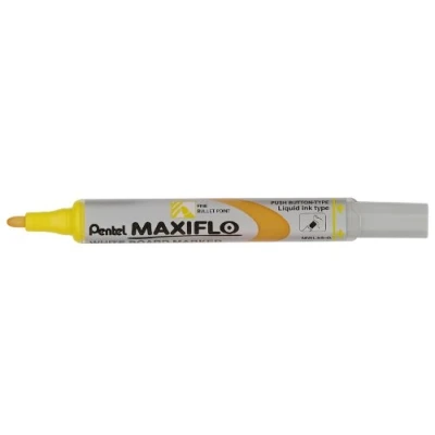 Image de Pentel Maxiflo MWL5S Lot de 12 Marqueurs effaçables à sec pour tableaux blancs Pointe conique moyenne Encre liquide Jaune