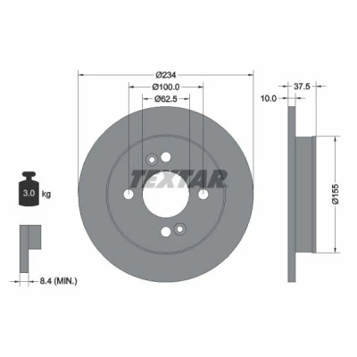 Image de TEXTAR PRO 92147203 Disque de frein 234 10 04/06 100 plein revêtu sans boulon fix roue, moyeu roue KIA: Picanto I, II