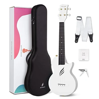 Image de Enya Ukulélé Concert Nova U 23 pouces Fibre de Carbone Ukulele Débutants Petite Hawaïen Guitare Accessoire avec Housse Cordes Capodastre Sangle (blanc)