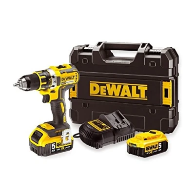 Image de DEWALT Perceuse Visseuse Compact Brushless XR 18V Li Ion 5Ah DCD791P2 QW sans Fil avec Coffret TSTAK et Chargeur 2 Vitesses (0 550/2000 tr/min) Mandrin 13mm 460W