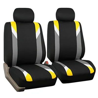 Image de FH GROUP Ensemble de Housses siège Avant en Tissu pour sièges Voiture à Dossier Bas avec appuie tête Amovible, Ajustement Universel, Compatible airbag VUS, berline, Fourgon, Jaune