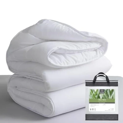 Image de Tural Couette 220 x cm avec Traitement à l&#039;aloe Vera, Rembourrage en Fibre 300 g/mm, Douce, Respirante, certifiée Oeko Tex (Blanc, lit 150)