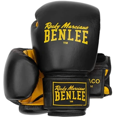 Image de BENLEE Rocky Marciano Draco Gant de Boxe en Cuir Mixte, Noir/Jaune, 0,35 l