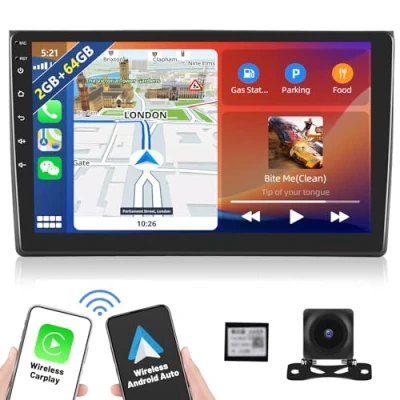 Image de [2+64G] Autoradio Android 13 avec Navi pour Audi A4 S4 RS4 2002 2008,Lecteur Radio 9&quot; à écran Tactile Wireless Carplay Auto GPS WiFi Hi FI BT FM RDS+Caméra inversée&amp;Mic