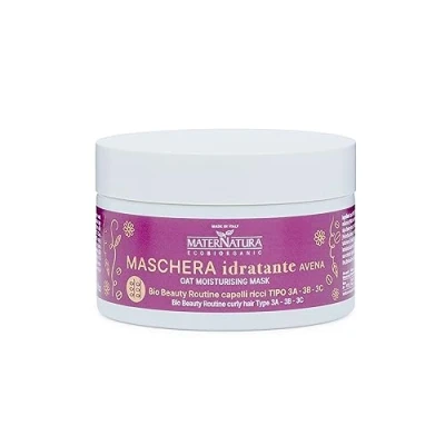Image de Maternatura, Masque Hydratant pour Cheveux Bouclés à l&#039;Avoine, Définit les Boucles, Effet Anti Frisottis, Routine Beauté Bio Bouclés, Made in Italy 200 ml