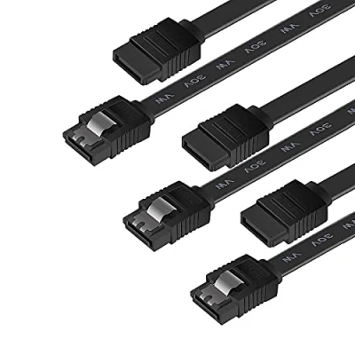 Image de Câble SATA BENFEI 45 cm Lot de 3 SATA3 6 Gbps Compatible avec extension SSD et HDD Latch noir (Tout droit)