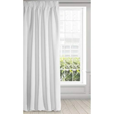 Image de Eurofirany Logan, rideau occultant mat, satiné, avec bande plissée, 1 pièce, élégant, lisse, simple, pour salon et chambre à coucher, blanc 135 x 270 cm