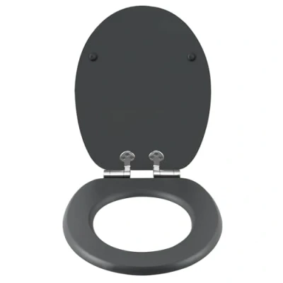 Image de eSituro Abattant WC, Siège de Toilette à Fermeture en Douceur avec Frein, Lunette Toilette, Couvercle Cuvette Universel Bois, Forme O, Distance des Trous Fixation 105 205mm