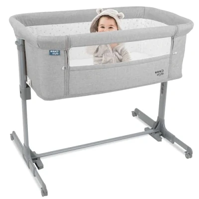 Image de IB Style Aluna 3 en 1 Berceau co Dodo, lit de bébé, d&#039;appoint, Matelas Moelleux, réglable Hauteur sur 5 Niveaux, Voyage avec Sac, Fonction balancelle, moustiquaire Gris