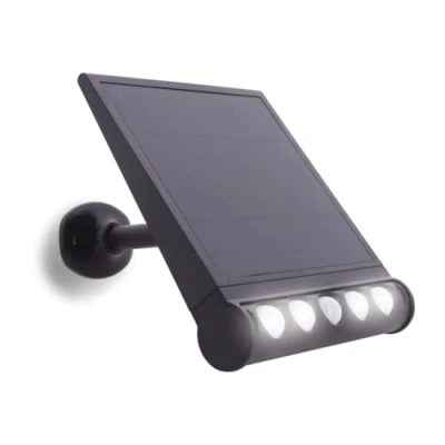 Image de Réglette solaire LED IP65, 1000 lumens, panneau déporté, détecteur de mouvement, Noir