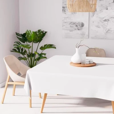 Image de Soleil d&#039;ocre, Alix Nappe carrée Anti tâches, Polyester, Blanc, 180x180 cm
