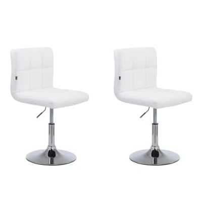Image de CLP Lot De 2 Chaises Lounge Palma V2 en Similicuir I Siège Rembourré Pivotant Et Réglable Hauteur Piètement Métal, Couleur:Blanc