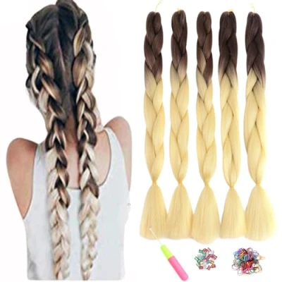 Image de ShowJarlly Tresse Cheveux,5 Pièces Ombre Jumbo Cheveux, Meches Tresses Africaine,24 Pouce 500g Kanekalon Cheveux Synthétiques Tresse, Crochet Twist Tressage