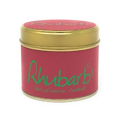 Image de Lily Flame Rhubarb Bougie parfumée dans sa boîte en métal Jaune