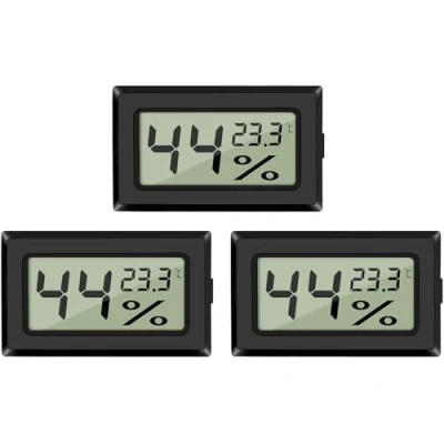 Image de EEEKit 3 Hygromètres Thermomètres, LCD Digital Mini Indicateur de Température et Humidité pour Serre Voiture Bureau, Noir