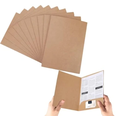 Image de Lot de 10 Chemise Cartonnée avec Rabat à Pochettes A4 Sous Chemises en Papier Kraft Dossier Fichiers Insertion Porte Document Organisateur Stockage Contrat Presentation Rapports