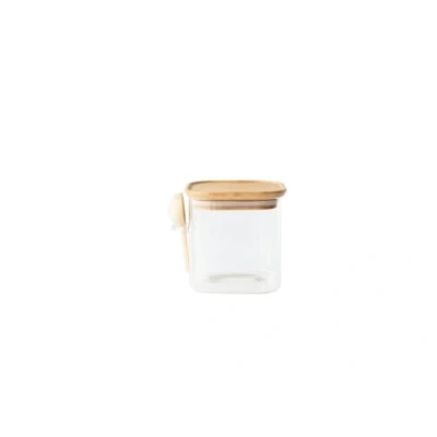 Image de Pebbly Boite carrée haute en verre/bambou &amp; cuillère doseuse 800 ml
