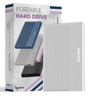 Image de SUHSAI Disque Dur Externe 320 Go HDD de Sauvegarde données Extension mémoire 2,5&quot; Portable USB 3.0 Compatible avec Mac, Ordinateur Bureau, PC, PS4, PS5, Xbox One (Argent)