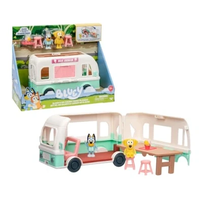 Image de Bluey Ice Cream Truck, Camion de crème glacée, Comprend Une Figurine ami, Un Jeu avec Autocollants et Accessoires, Quelle saveur Glace Vous Voulez ? Célèbre BLY85000