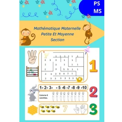 Image de Mathématique Maternelle Petite Et Moyenne Section: Apprendre les Maths PS MS /3 4 ans/Livre d&#039;Exercices avec des Activités ludiques/Cahier de Vacances Section vers