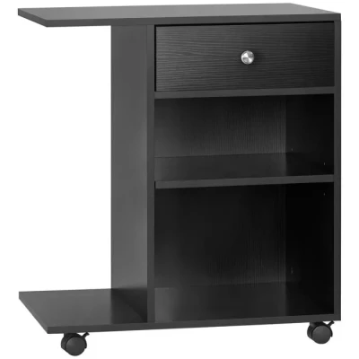 Image de HOMCOM Vinsetto Support d&#039;imprimante Organiseur Bureau Caisson 2 niches tiroir Espace CPU + Grand Plateau Panneaux Particules Noir