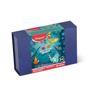 Image de Maped Coffret de coloriage Jungle Fever 28 pièces Crayons Couleur + Feutres Color&#039;Peps Taille Crayons/Gomme Crayon graphite avec Guide doigt Carnet et stickers Dès 3 Ans