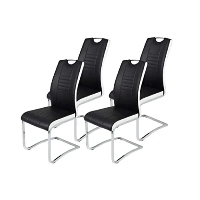 Image de Apollo Tabea Chaise, Cuir synthétique, Noir/Blanc, 2 unités