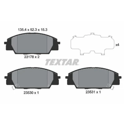 Image de TEXTAR 2317801 Jeu de plaquettes frein avec indicateur d&#039;usure accessoires HONDA: S2000, CIVIC 8 Hatchback, 7 Hatchback