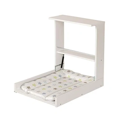 Image de Geuther 4872 Étagère à langer murale Wicki avec matelas peu encombrante utilisable d&#039;une seule main planche agréable pour le dos Blanc Motif: étoile